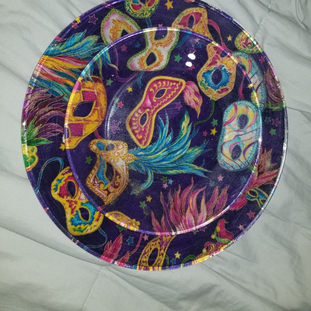 Two Mardi Gras Plates